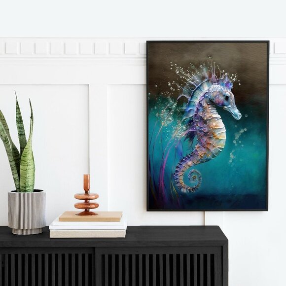 16x20‎ Seahorse Aquatic Ocean Sealife Watercolor Oil Painting Fantasy Art Poster - Picture 7 of 7